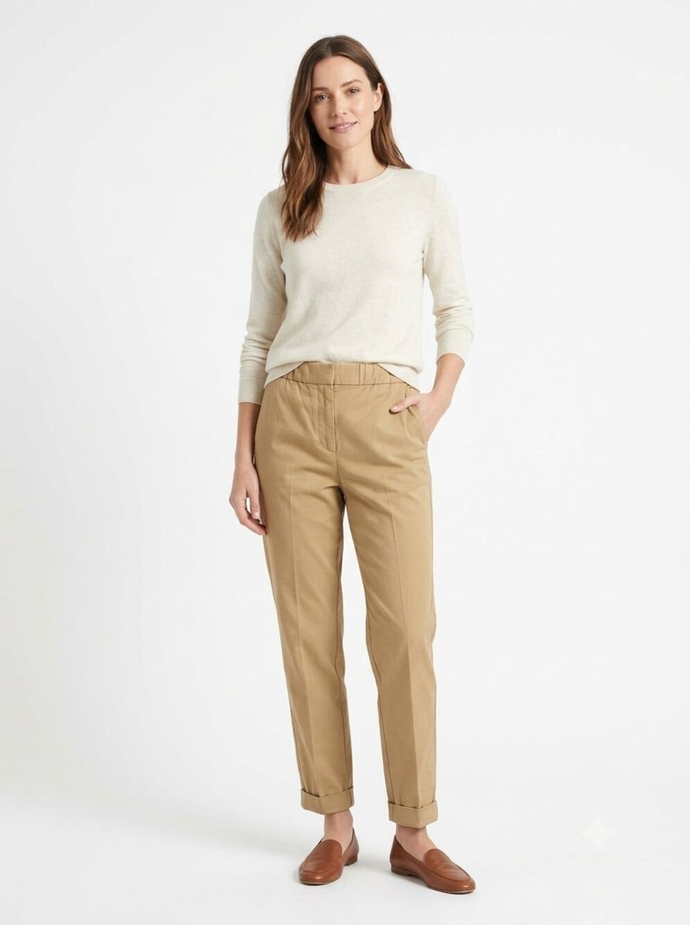 NWT The Kooples Mens Trend Chino Pants Womens 48 Beige Semi-Elastic Cuffed Hem